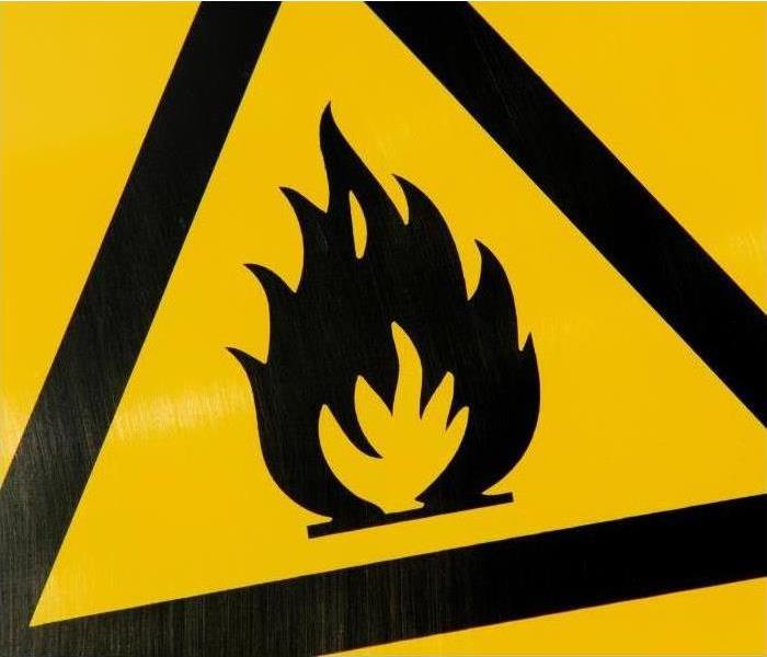 Black and yellow fire warning sign symbol 
